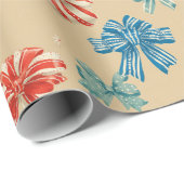 Red, Blue, Green, White Bow Pattern Cadeaupapier (Rol Hoek)