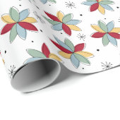 Red Blue Green Yellow Funky Flowers Mideeuw Cadeaupapier (Rol Hoek)