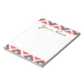 Red Blue Grey Geometric Ikat Tribal Print Patroon Notitieblok (Linkerzijde)