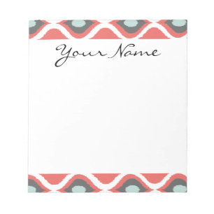 Red Blue Grey Geometric Ikat Tribal Print Patroon Notitieblok