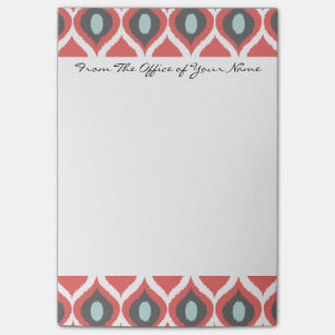 Red Blue Grey Geometric Ikat Tribal Print Patroon Post-it® Notes