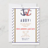 Red & Blue Heart Ankers Nautisch Strand Verloving Kaart (Voorkant)