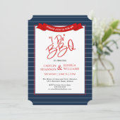 Red Blue I Do BBQ Bridal Shower Invitation Kaart (Staand voorkant)