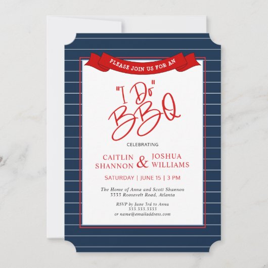 Red Blue I Do BBQ Bridal Shower Invitation Kaart (Voorkant)