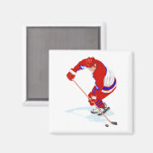 Red Blue Ice Hockey-speler Magneet (Voorkant / Achterkant)