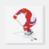 Red Blue Ice Hockey-speler Magneet (Voorkant)