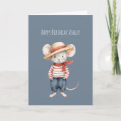 Red Blue Jeans Mouse Birthday Kaart (Voorkant)