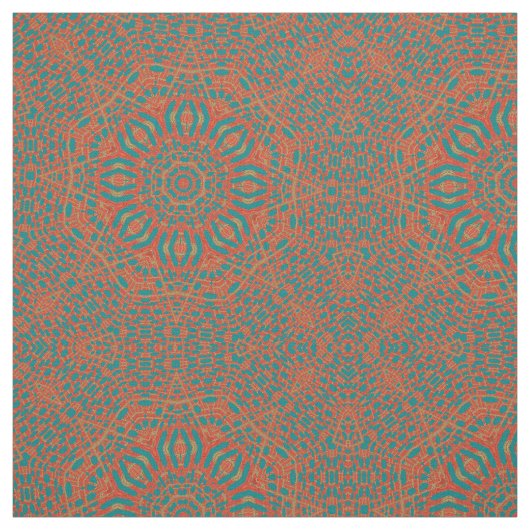 Red Blue Kaleidoscope Geometric Print Pattern Fabr Stof (Swatch)