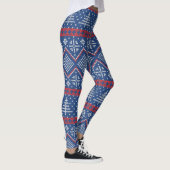 Red Blue Kerstbomen Nordic Sweater Pattern Leggings (Rechts)