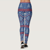 Red Blue Kerstbomen Nordic Sweater Pattern Leggings (Achterkant)
