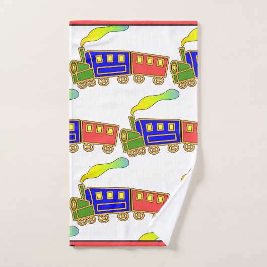 Red Blue Kinder Choo Choo Train Bad Handdoek (Handdoek)