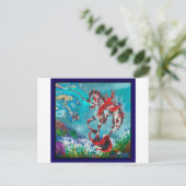 Red Blue Koi Horse Unicorn Pegasus Hippocampus Wat Briefkaart (Staand voorkant)