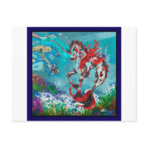 Red Blue Koi Horse Unicorn Pegasus Hippocampus Wat