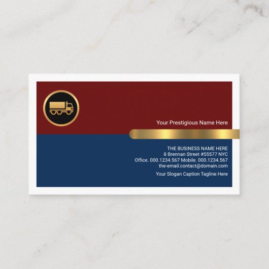 Red Blue Layers White Border Gold Line Truck Visitekaartje (Achterkant)