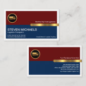 Red Blue Layers White Border Gold Line Truck Visitekaartje (Voorkant / Achterkant)