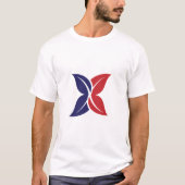 Red Blue Leaf X Modern Minimalist T-Shirt (Voorkant)