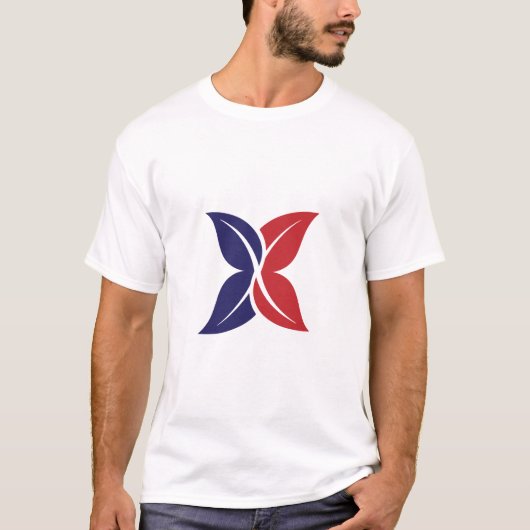 Red Blue Leaf X Modern Minimalist T-Shirt (Voorkant)