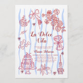 Red Blue Lemon La Dolce Vita Bridal Shower Kaart (Voorkant)