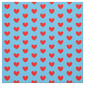 Red Blue Love Heart Patterned Stof (Swatch)