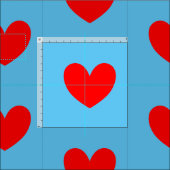 Red Blue Love Heart Patterned Stof (Delen)