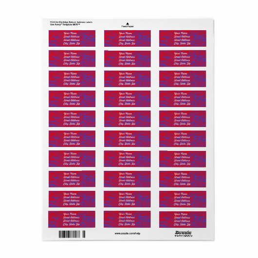 Red & Blue Marble Return Address Sticker (Full Sheet)