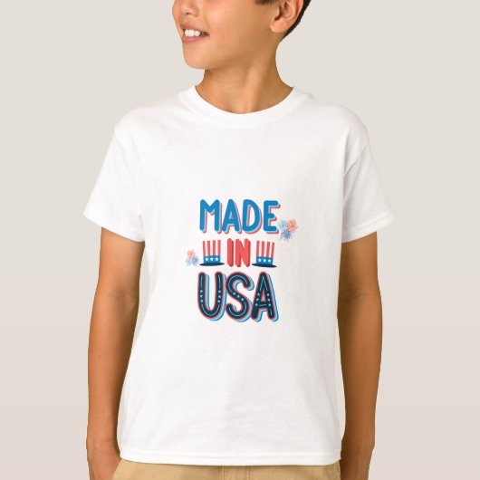 Red Blue minimalist gemaakt in USA Independence Da T-shirt (Voorkant)