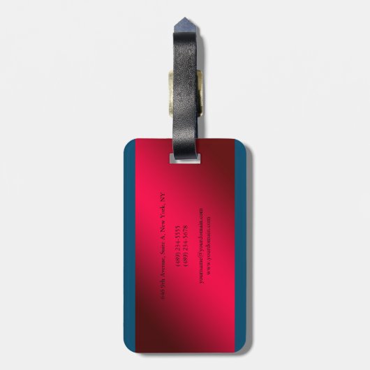 Red Blue Minimalist Professional Modern Bagagelabel (Achterkant verticaal)
