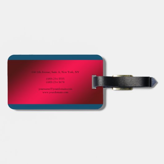 Red Blue Minimalist Professional Modern Bagagelabel (Achterkant horizontaal)