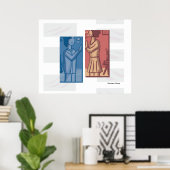 Red & Blue modern art  Poster (Thuiskantoor)