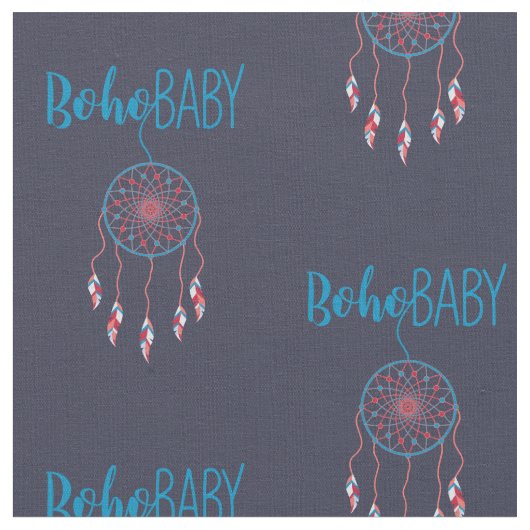 Red Blue Modern Boho Baby Dreamcatcher Stof (Close Up)
