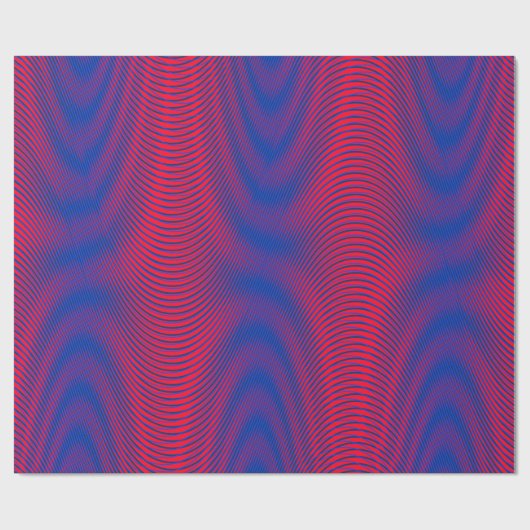Red & blue Moiré Effect Modern Trippy Abstract Cadeaupapier (Vlak)