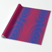Red & blue Moiré Effect Modern Trippy Abstract Cadeaupapier (Uitgerold)