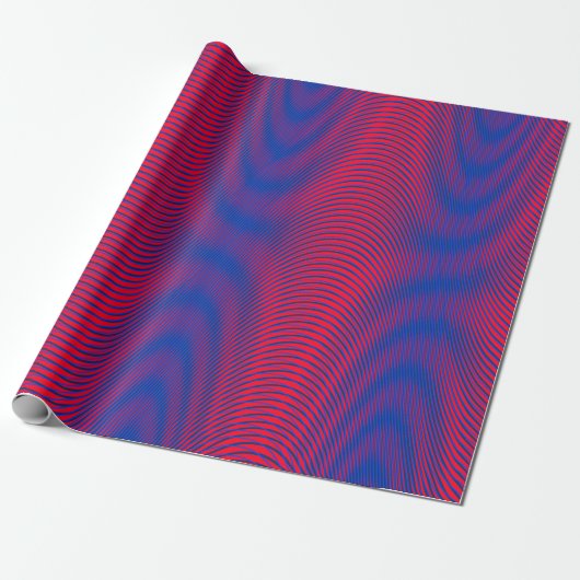 Red & blue Moiré Effect Modern Trippy Abstract Cadeaupapier (Uitgerold)