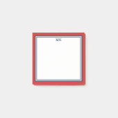 Red Blue Monogrammed Post-it® Notes (Voorkant)