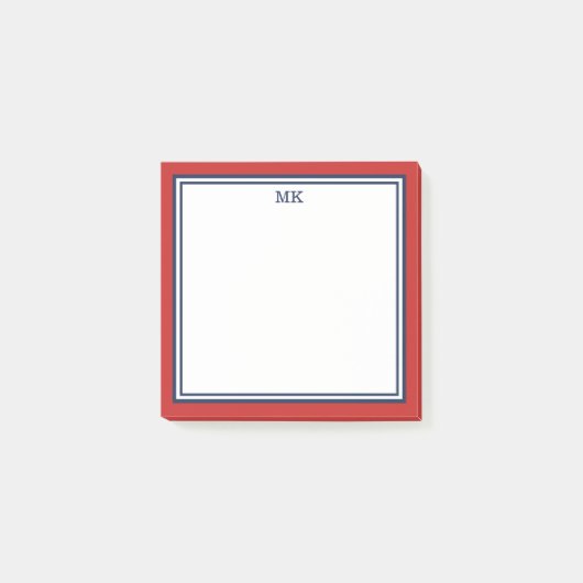 Red Blue Monogrammed Post-it® Notes (Voorkant)