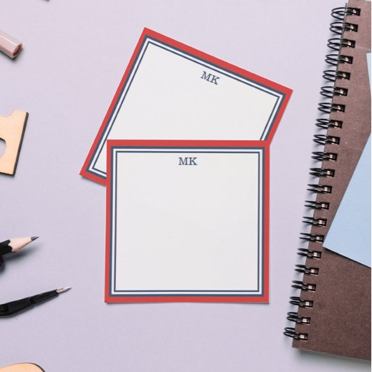 Red Blue Monogrammed Post-it® Notes