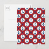 Red Blue Nautical Anchor Patroon Briefkaart (Voorkant / Achterkant)