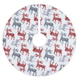 Red Blue Nordic Pattern Reindekerst Kerstboom Rok