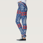 Red Blue Nordic Sweater Pattern Winter Kerstmis Leggings (Links)