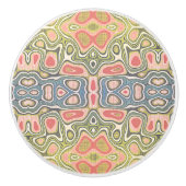 Red Blue Ochre Yellow Green Hip Art Motif Keramische Knop (Voorkant)