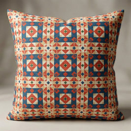 Red Blue Oranje Geometric Moroccan Bohemian Mosaic Stof