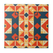 Red Blue Oranje Geometric Moroccan Bohemian Mosaic Tegeltje (Voorkant)