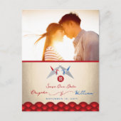 Red Blue Paper Cranes Asian Wedding Save the Date Aankondigingskaart (Voorkant)