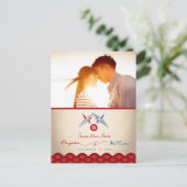 Red Blue Paper Cranes Asian Wedding Save the Date Aankondigingskaart (Staand voorkant)