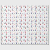 Red Blue Paris Gift Wrap Wrapping Paper France Cadeaupapier (Vlak)