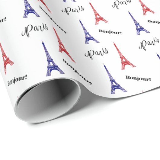 Red Blue Paris Gift Wrap Wrapping Paper France Cadeaupapier (Rol Hoek)