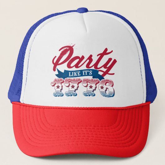 Red Blue Party Alsof het 4 juli 1776 is Trucker Pet (Voorkant)
