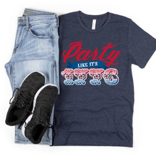 Red Blue Party, zoals het 1776 4e van juli T-Shirt