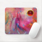 RED BLUE PINK ABSTRACTE WATERVERF Ruby Gemstone Muismat (Met muis)