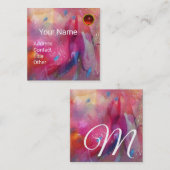 RED BLUE PINK ABSTRACTE WATERVERF Ruby Gemstone Vierkante Visitekaartje (Voorkant / Achterkant)
